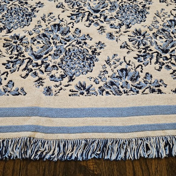 NEW RUG BARN CHRISTINA BLUE COMBO NAVY, MEDIUM BLUE, AND CREAM THROW/ BLANKET - Picture 11 of 11
